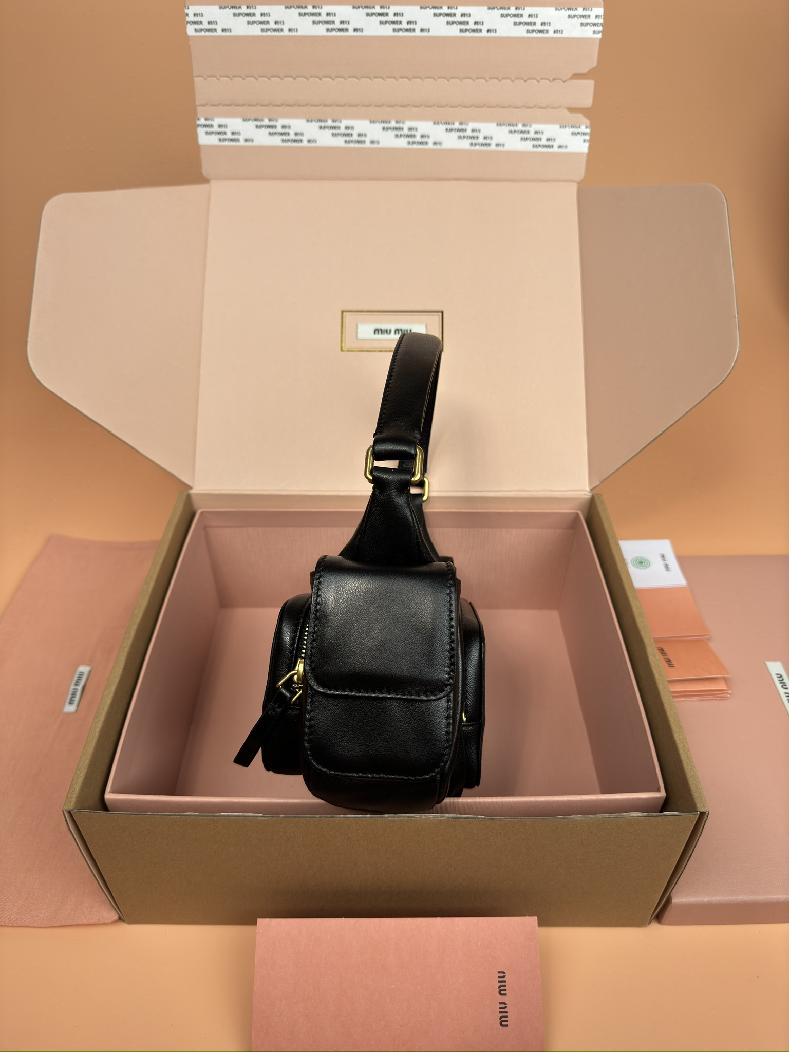 M1v M1v hobo nappa leather pocket bag 12x21x6cm