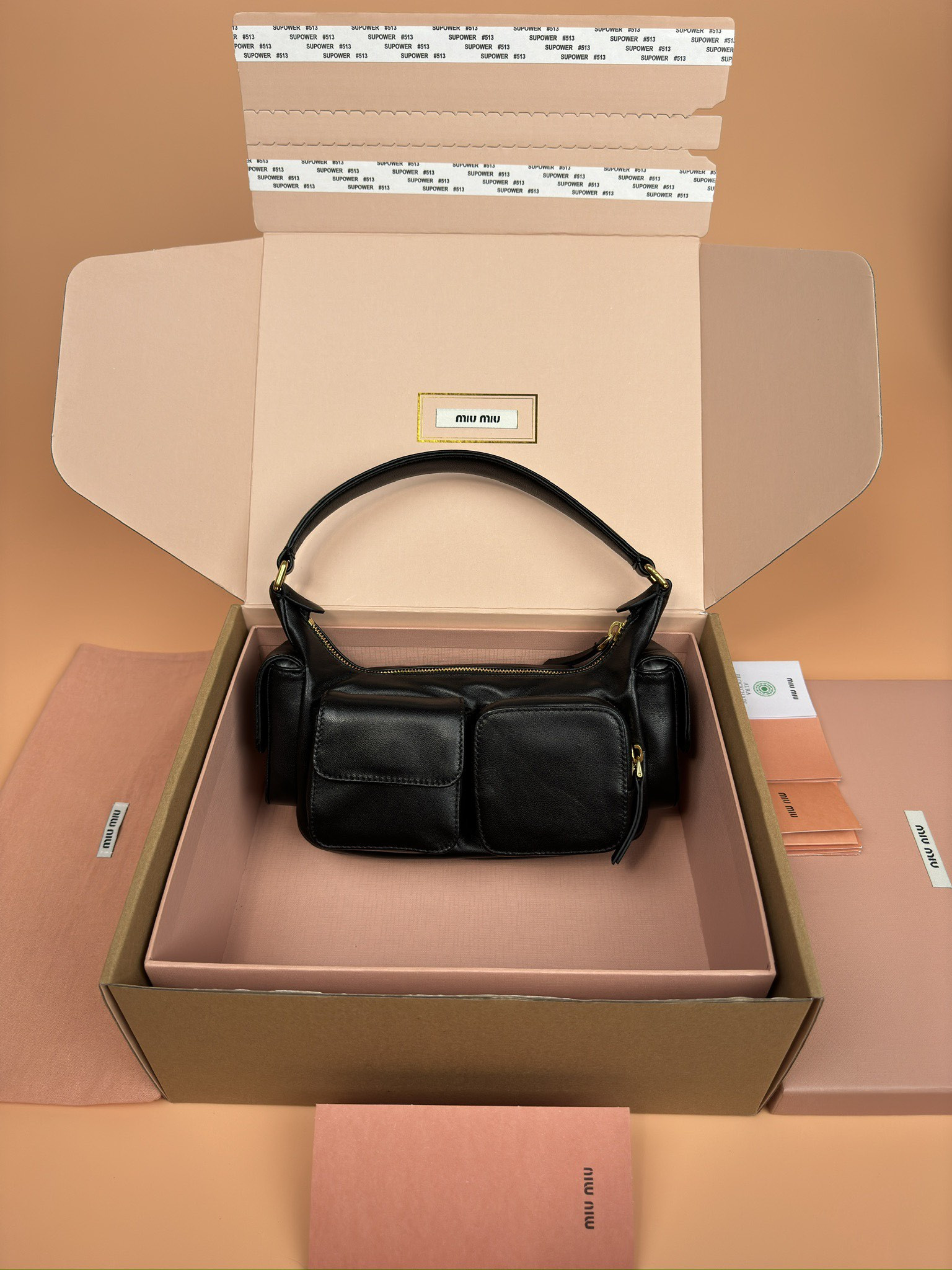 M1v M1v hobo nappa leather pocket bag 12x21x6cm