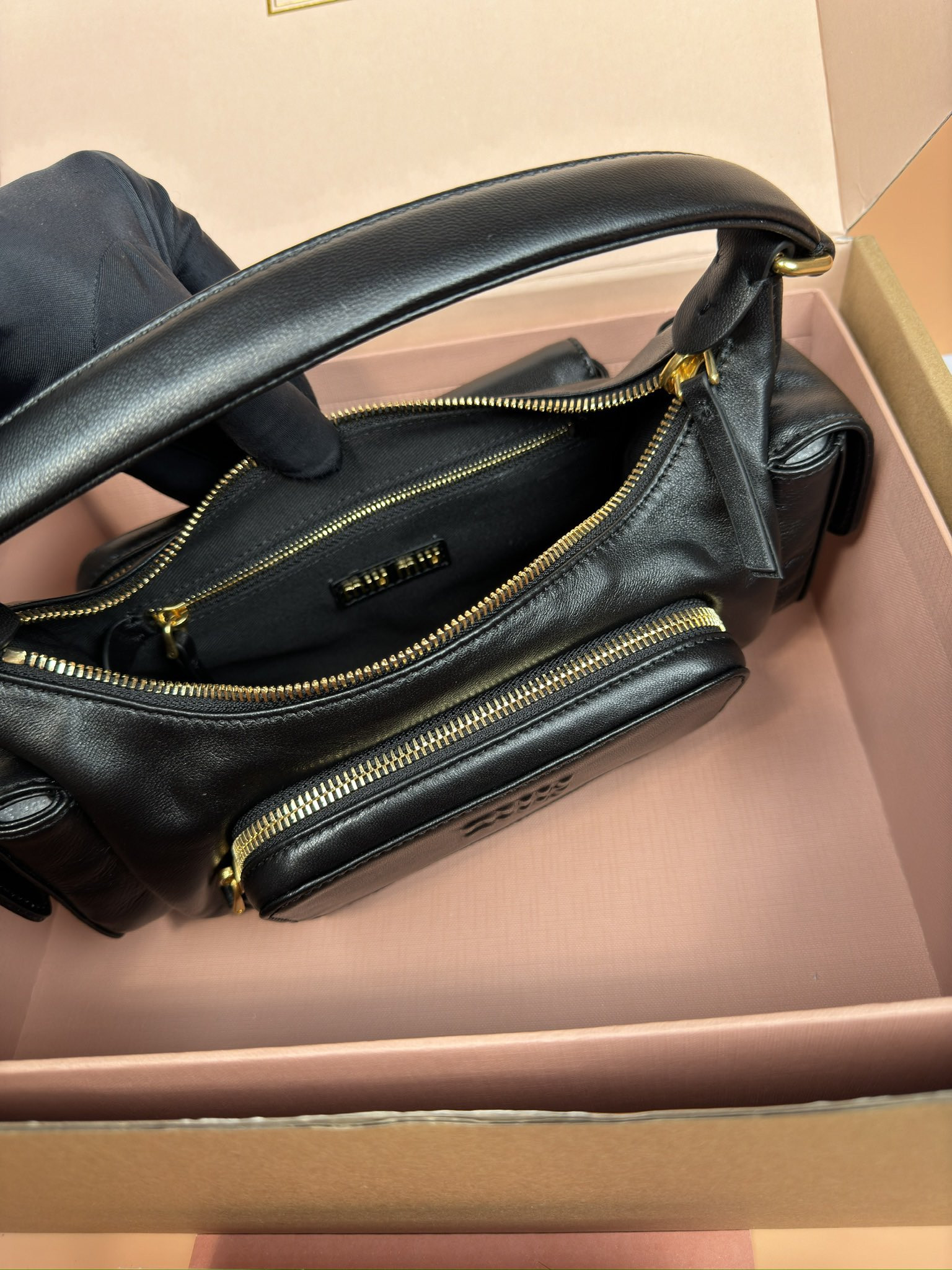 M1v M1v hobo nappa leather pocket bag 12x21x6cm