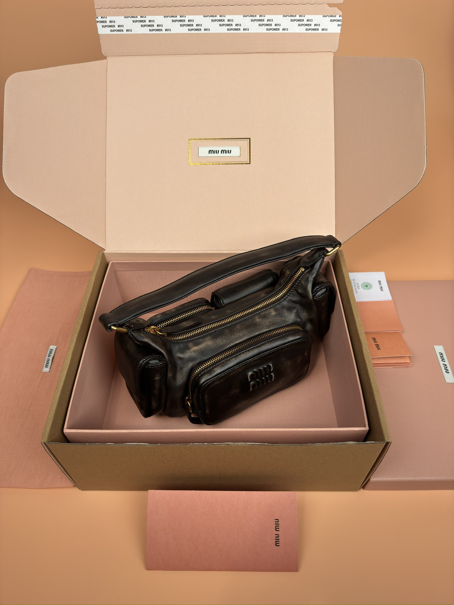 M1v M1v hobo nappa leather pocket bag 12x21x6cm