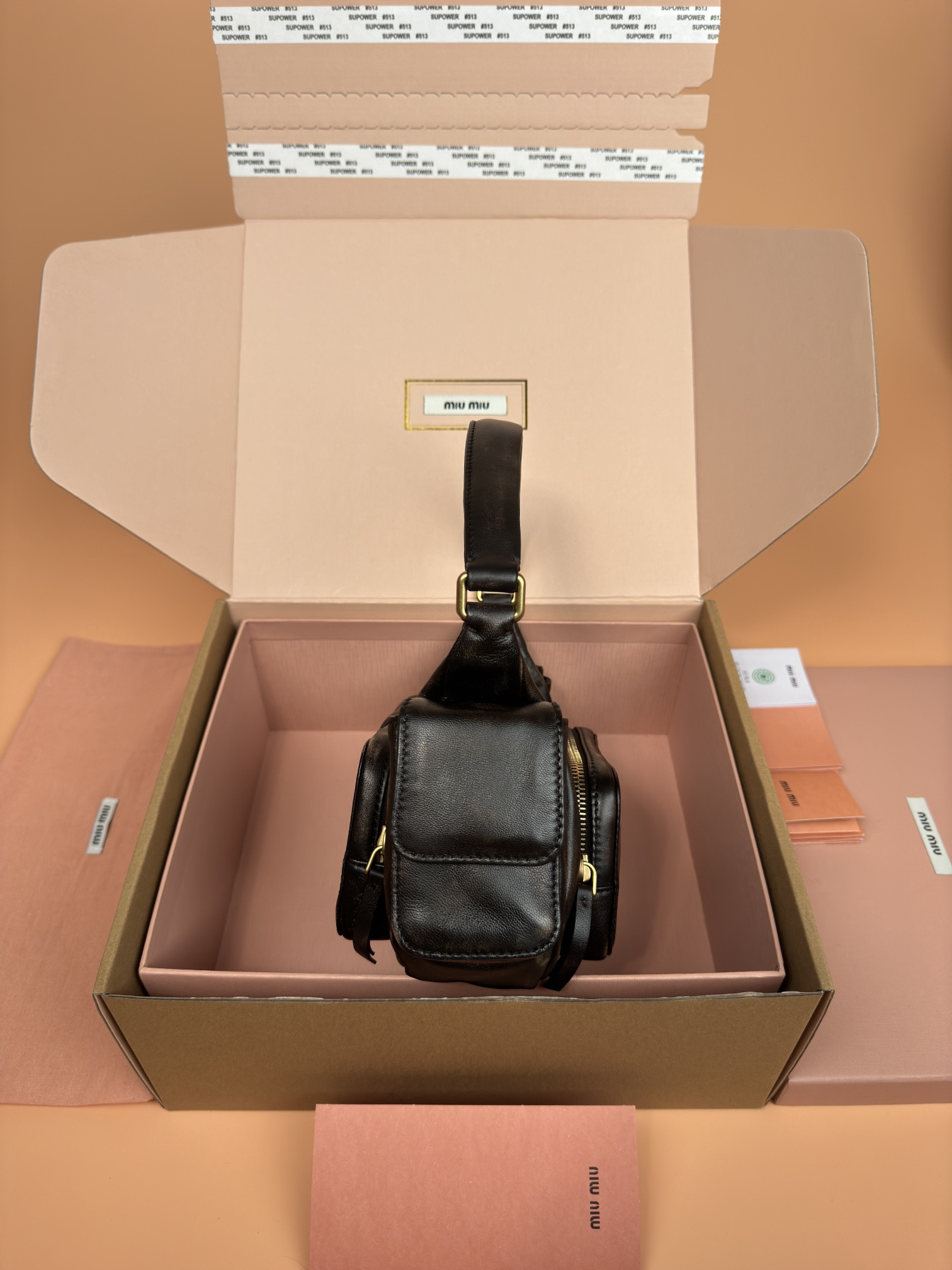 M1v M1v hobo nappa leather pocket bag 12x21x6cm
