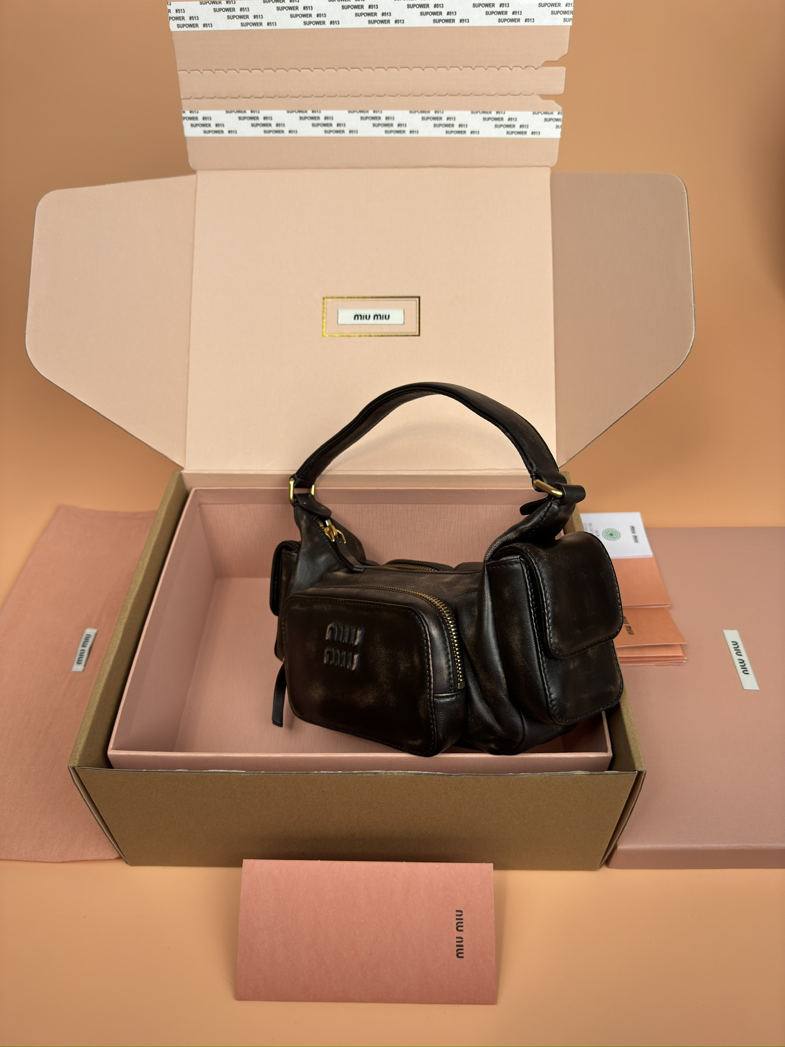 M1v M1v hobo nappa leather pocket bag 12x21x6cm