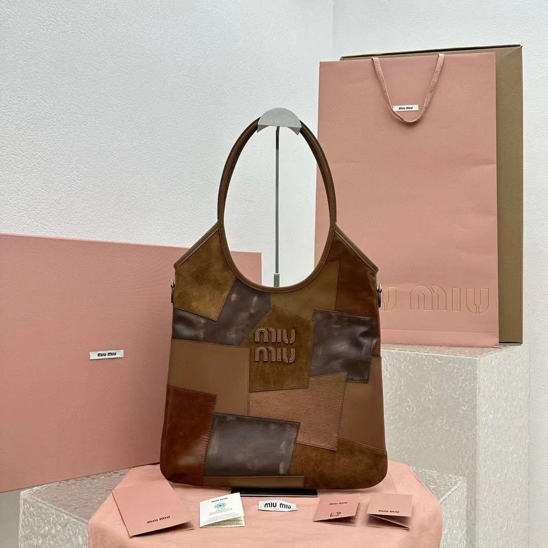 M1v M1v ivy leather patchwork bag 40x35cm