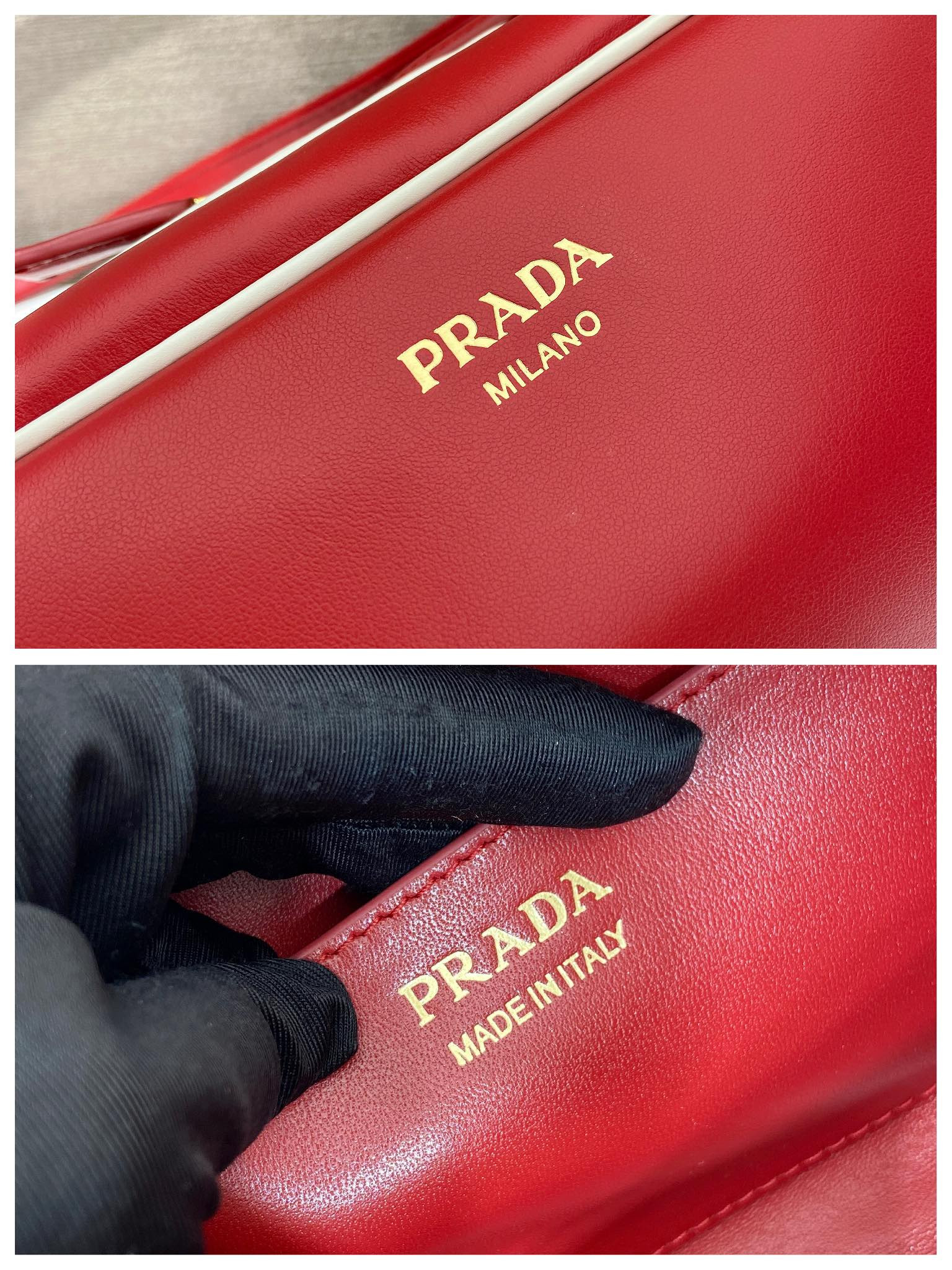 Pra*a swing smooth leather shoulder bag 28x11.5x10cm