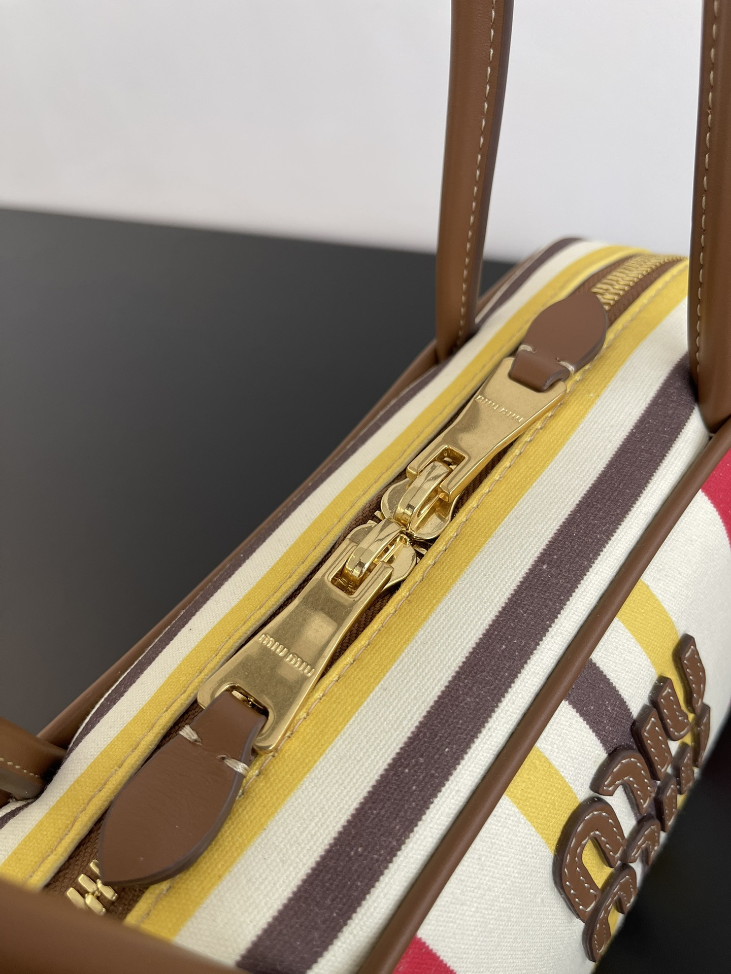 M1v M1v beau canvas and leather bag 11.5x28x8cm