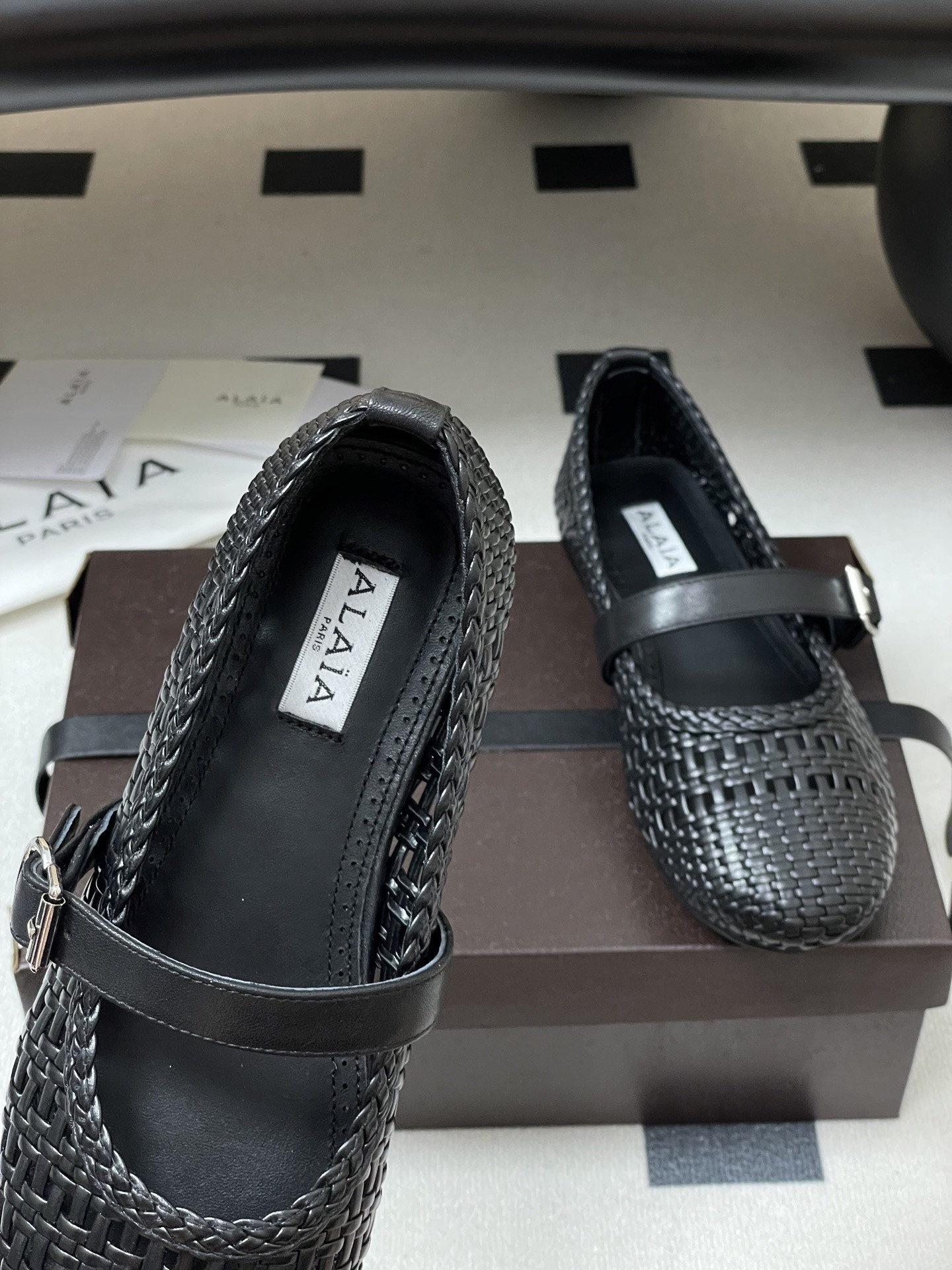 ua alaïa hollow woven mary jane flats(cusT0mized size 7-10 days production time)