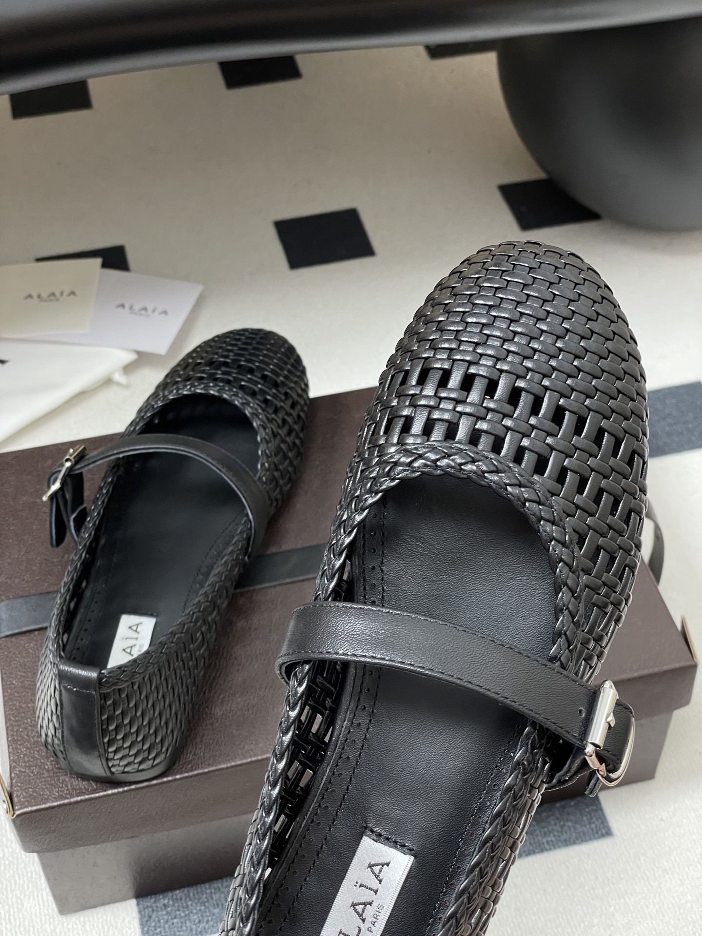 ua alaïa hollow woven mary jane flats(cusT0mized size 7-10 days production time)
