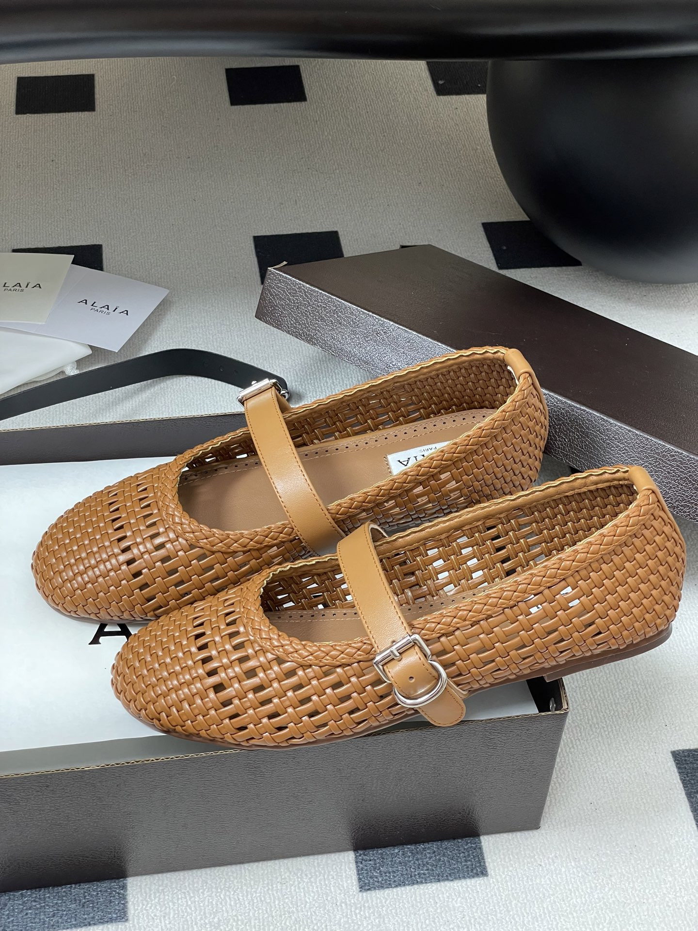 ua alaïa hollow woven mary jane flats(cusT0mized size 7-10 days production time)
