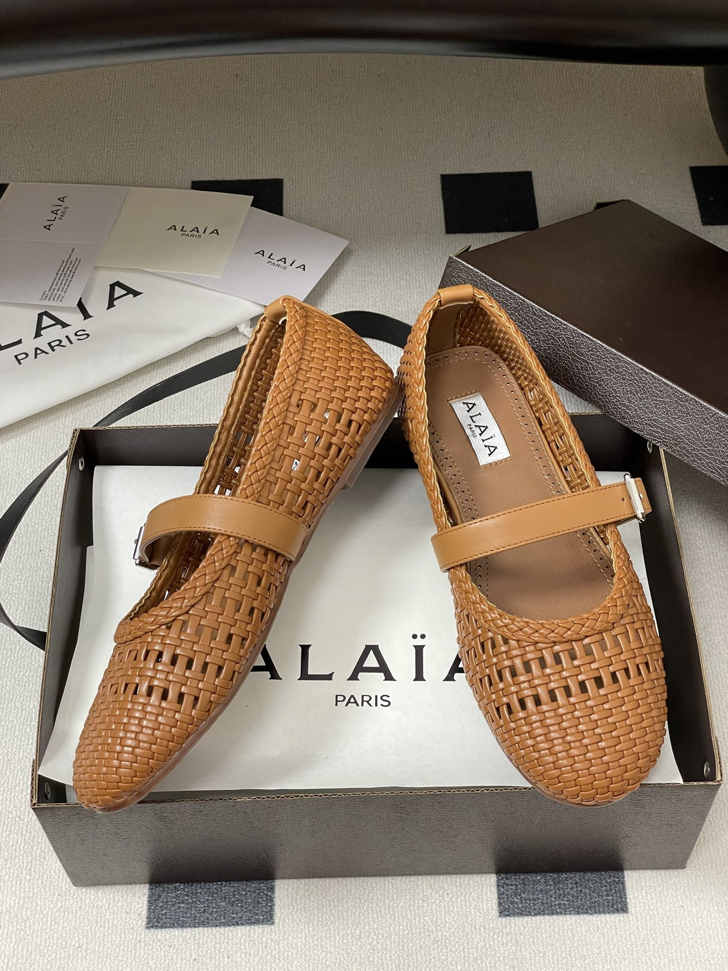 ua alaïa hollow woven mary jane flats(cusT0mized size 7-10 days production time)