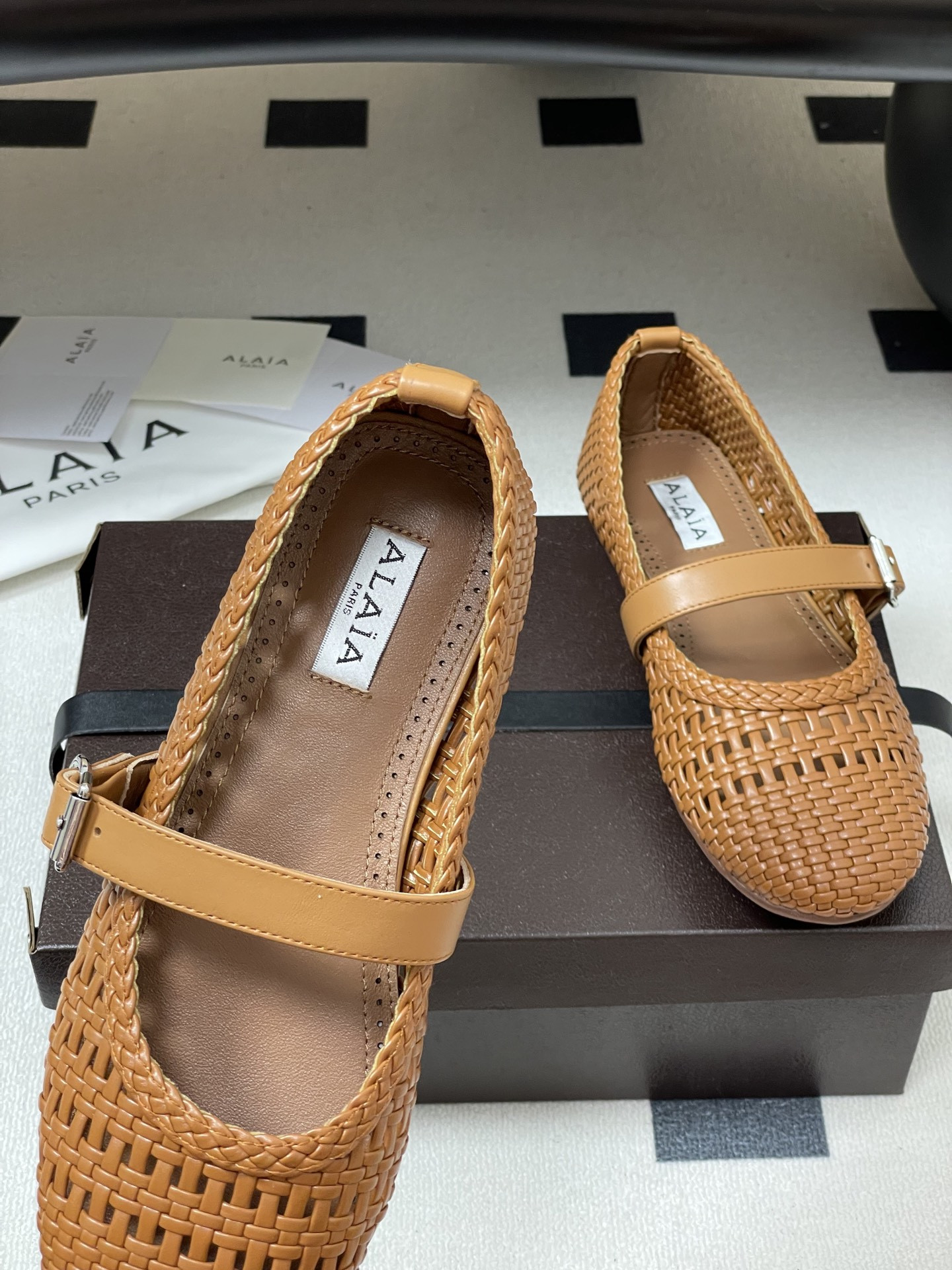 ua alaïa hollow woven mary jane flats(cusT0mized size 7-10 days production time)