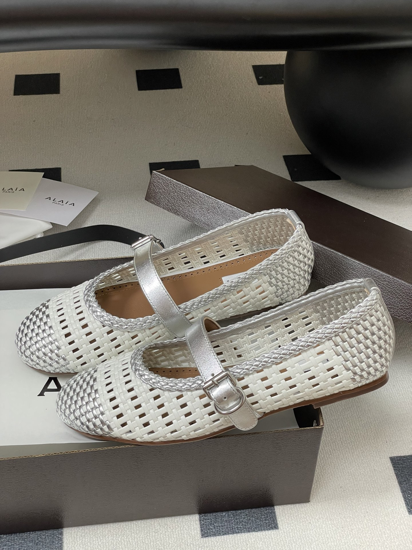 ua alaïa hollow woven mary jane flats(cusT0mized size 7-10 days production time)