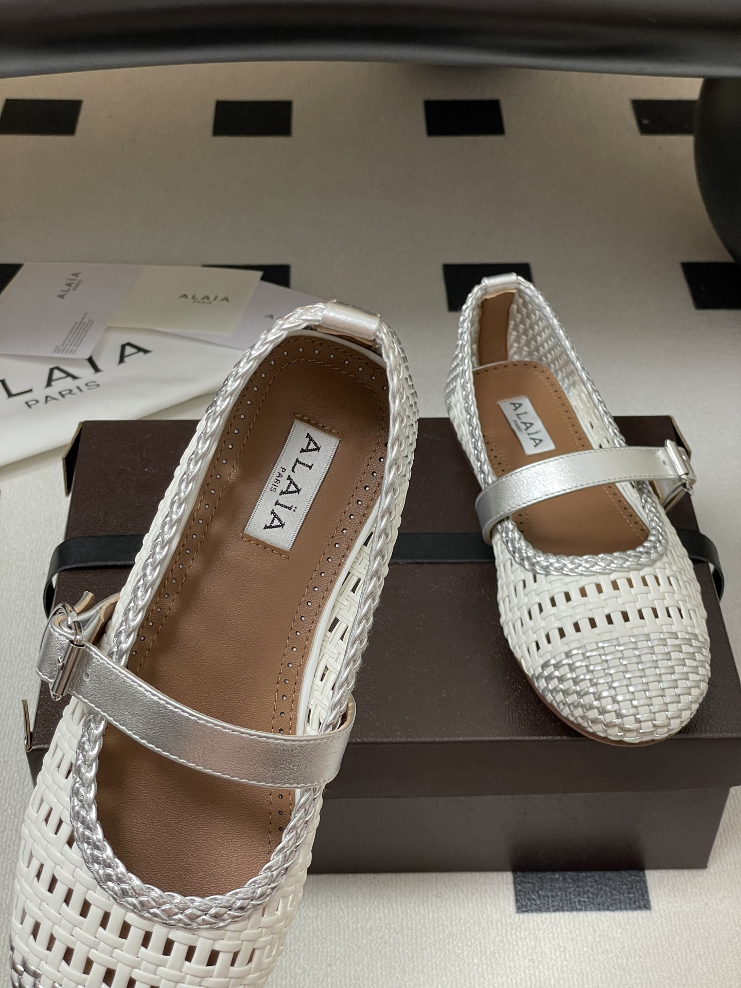 ua alaïa hollow woven mary jane flats(cusT0mized size 7-10 days production time)