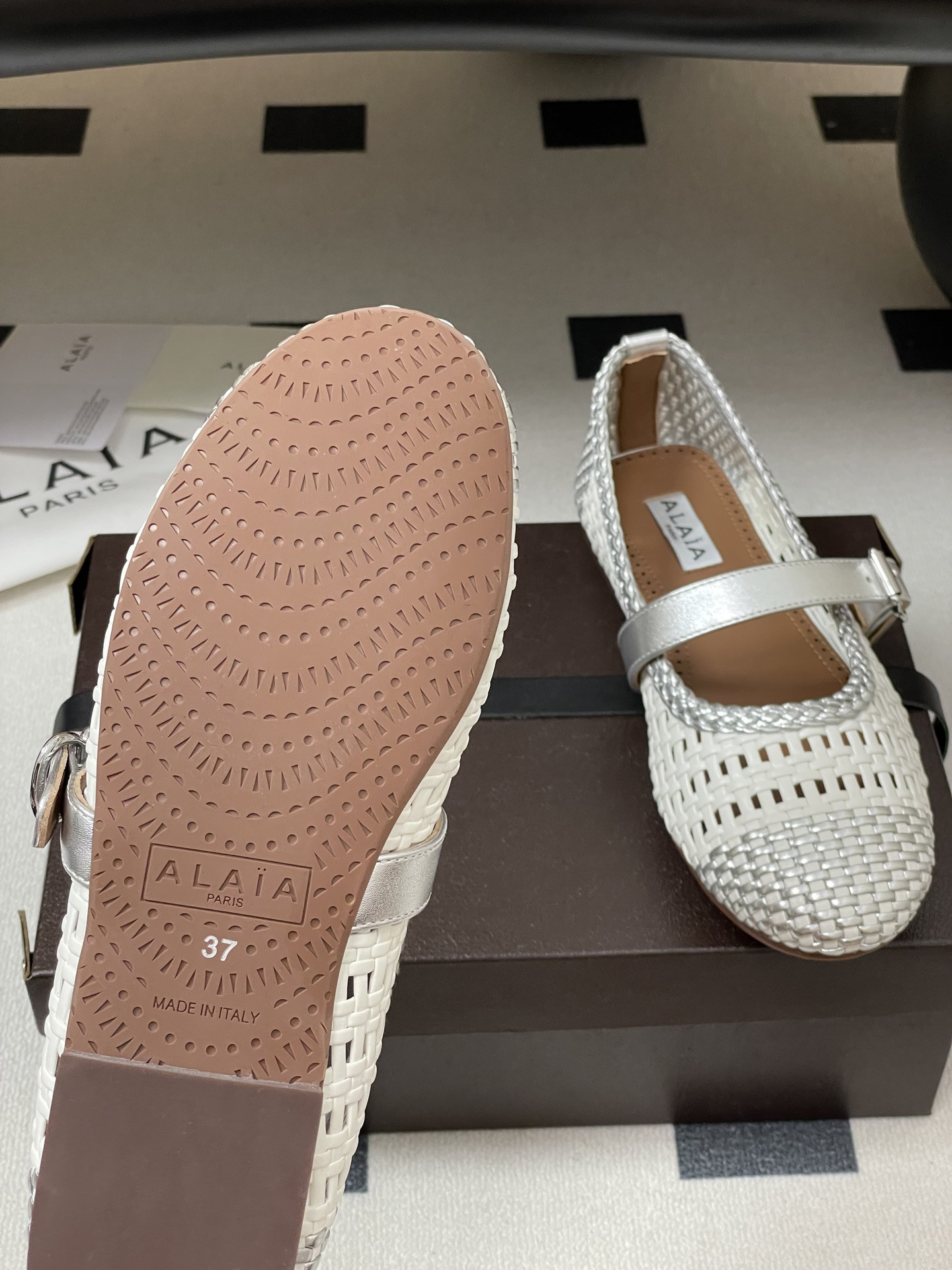 ua alaïa hollow woven mary jane flats(cusT0mized size 7-10 days production time)