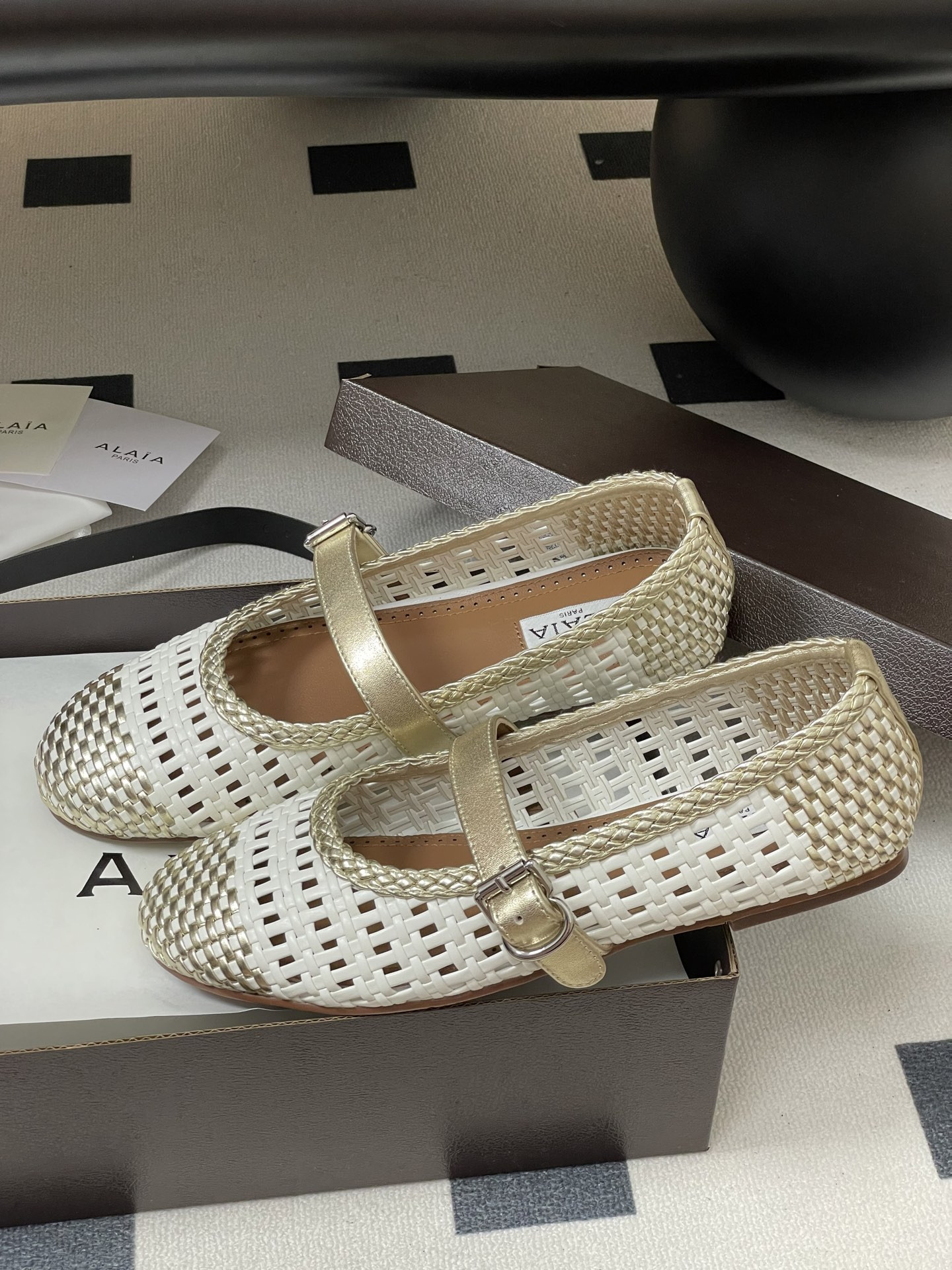 ua alaïa hollow woven mary jane flats(cusT0mized size 7-10 days production time)