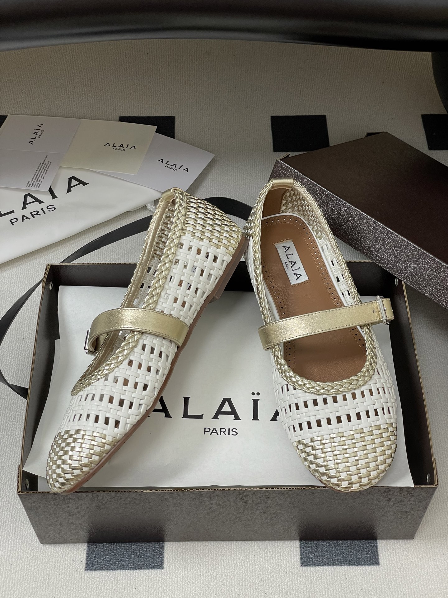 ua alaïa hollow woven mary jane flats(cusT0mized size 7-10 days production time)
