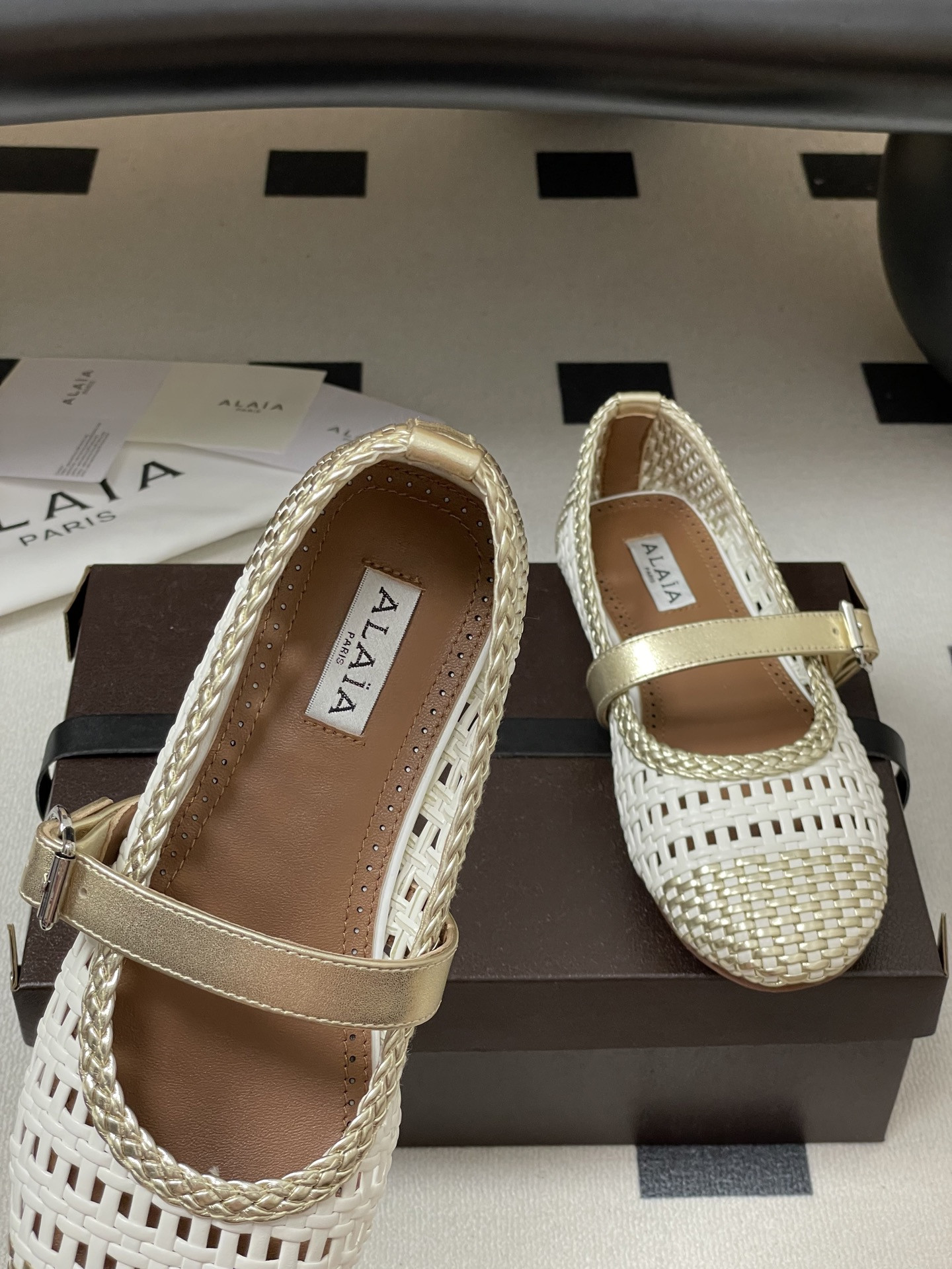 ua alaïa hollow woven mary jane flats(cusT0mized size 7-10 days production time)