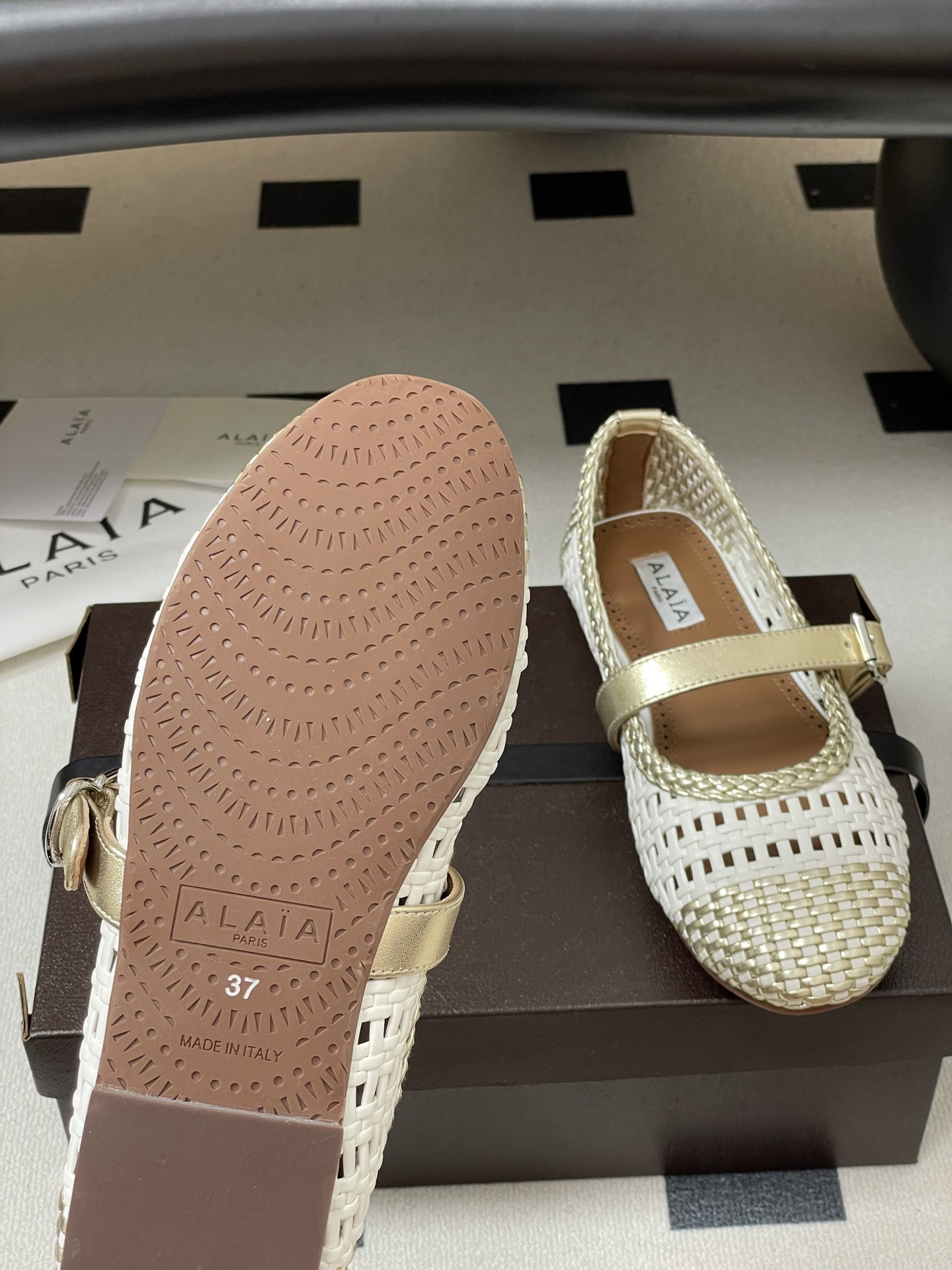ua alaïa hollow woven mary jane flats(cusT0mized size 7-10 days production time)