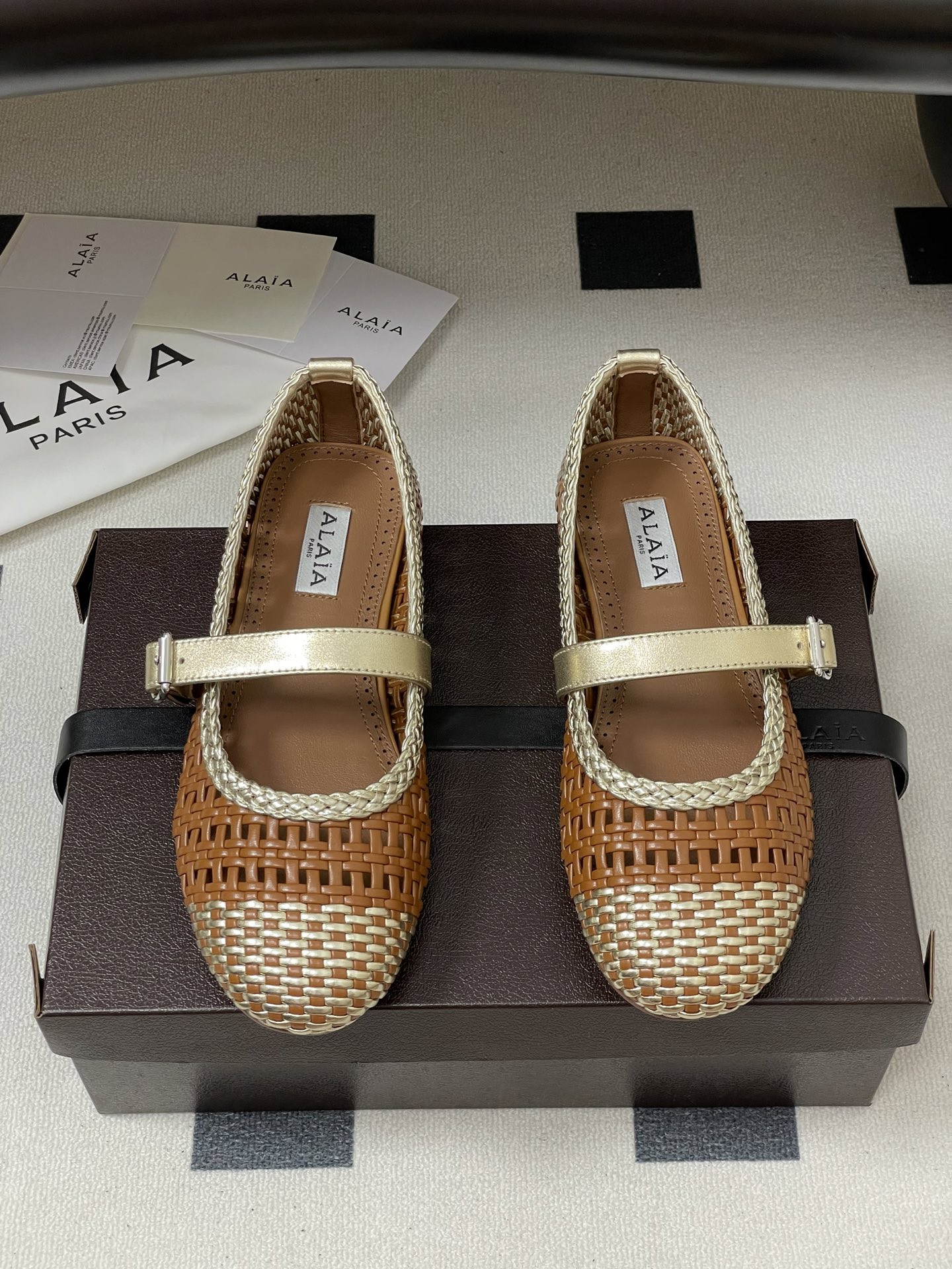 ua alaïa hollow woven mary jane flats(cusT0mized size 7-10 days production time)