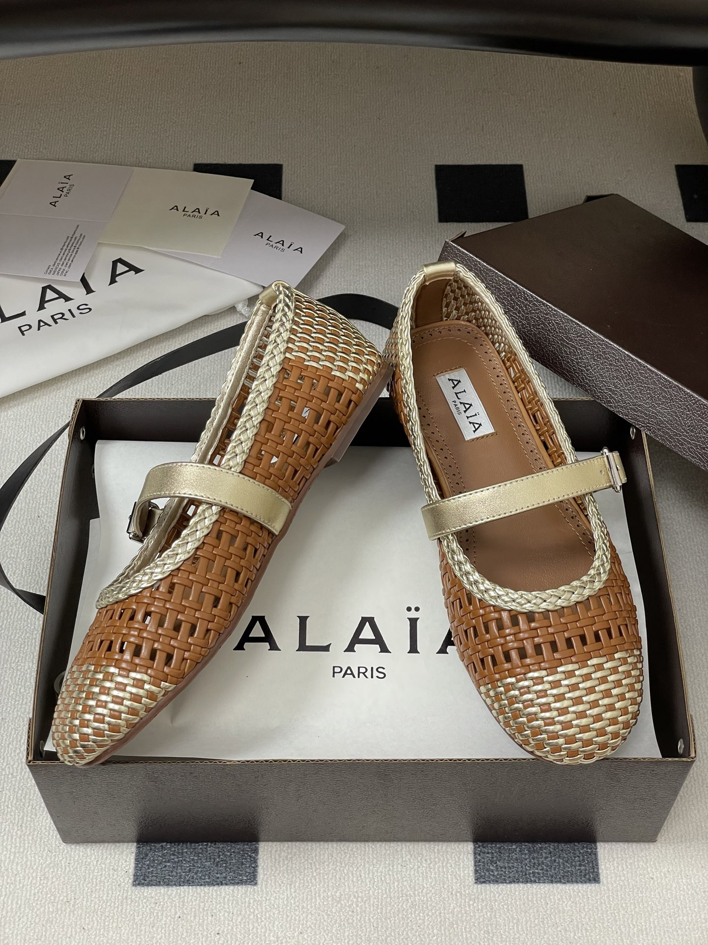 ua alaïa hollow woven mary jane flats(cusT0mized size 7-10 days production time)