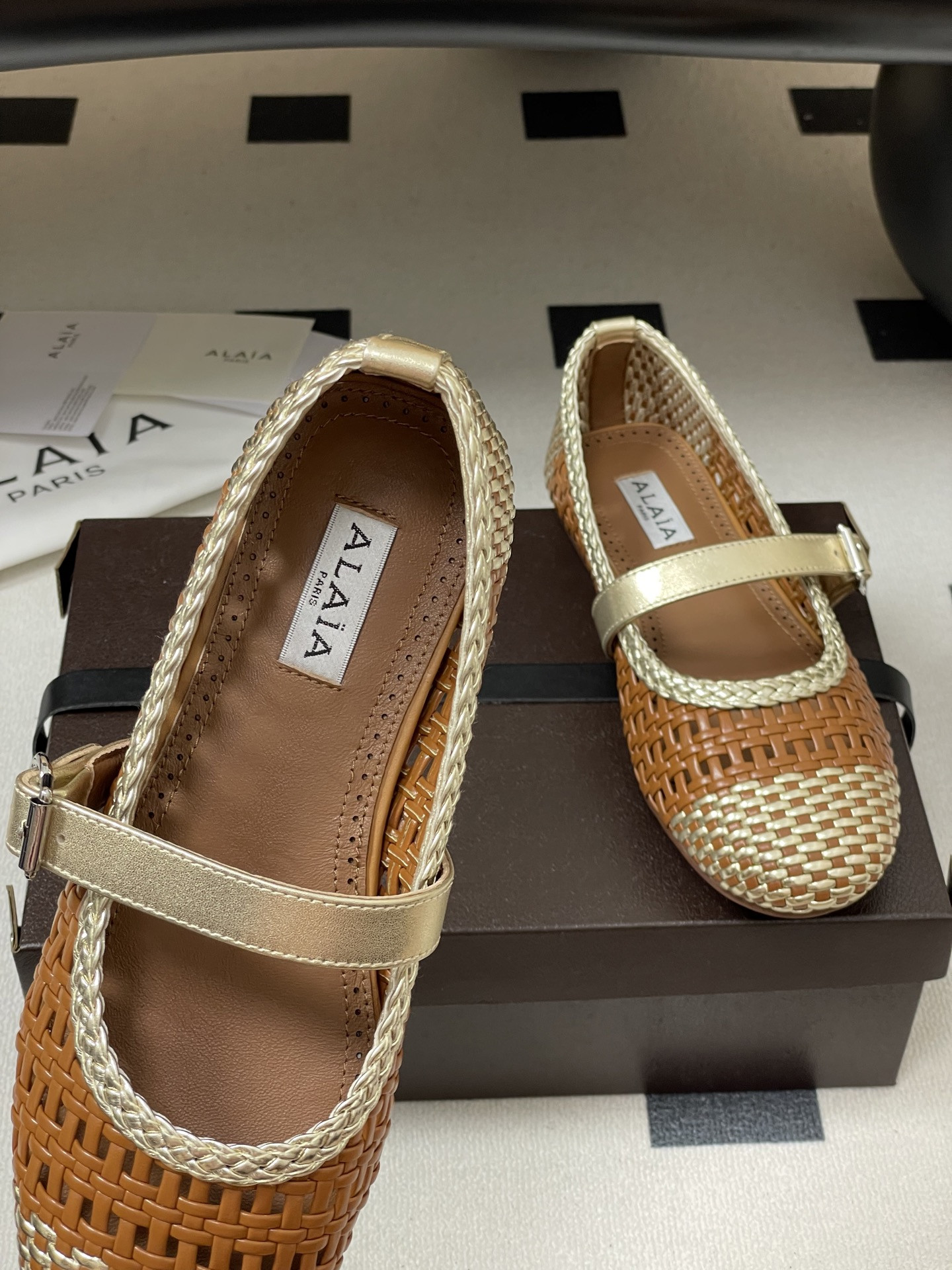 ua alaïa hollow woven mary jane flats(cusT0mized size 7-10 days production time)