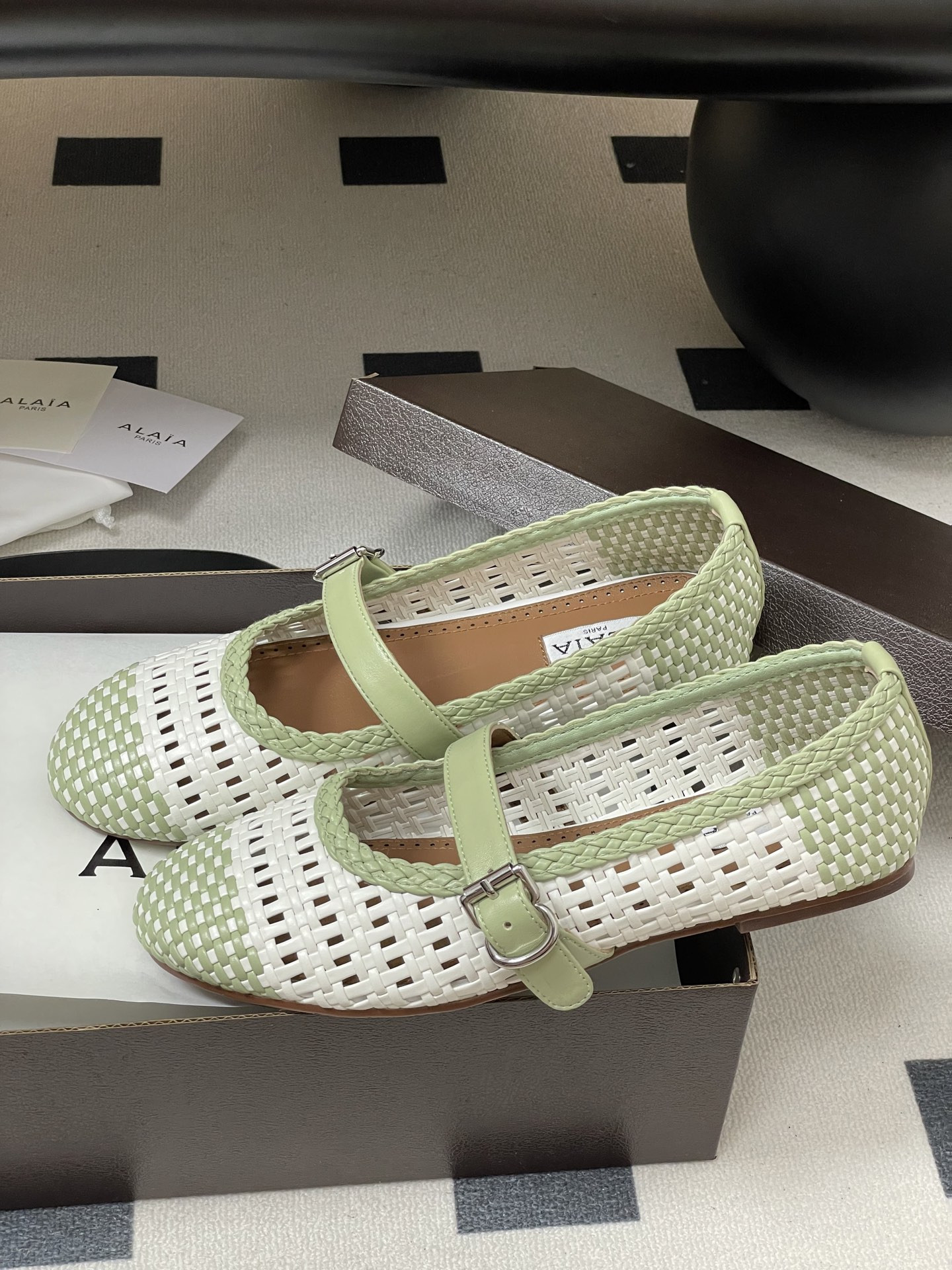 ua alaïa hollow woven mary jane flats(cusT0mized size 7-10 days production time)