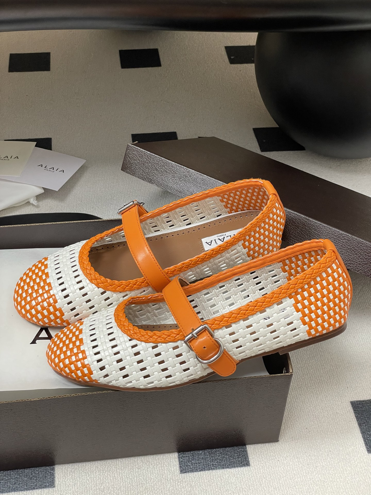ua alaïa hollow woven mary jane flats(cusT0mized size 7-10 days production time)