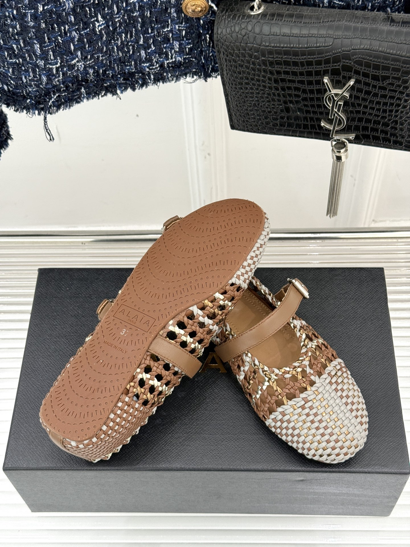 ua alaïa hollow woven mary jane flats(cusT0mized size 7-10 days production time)