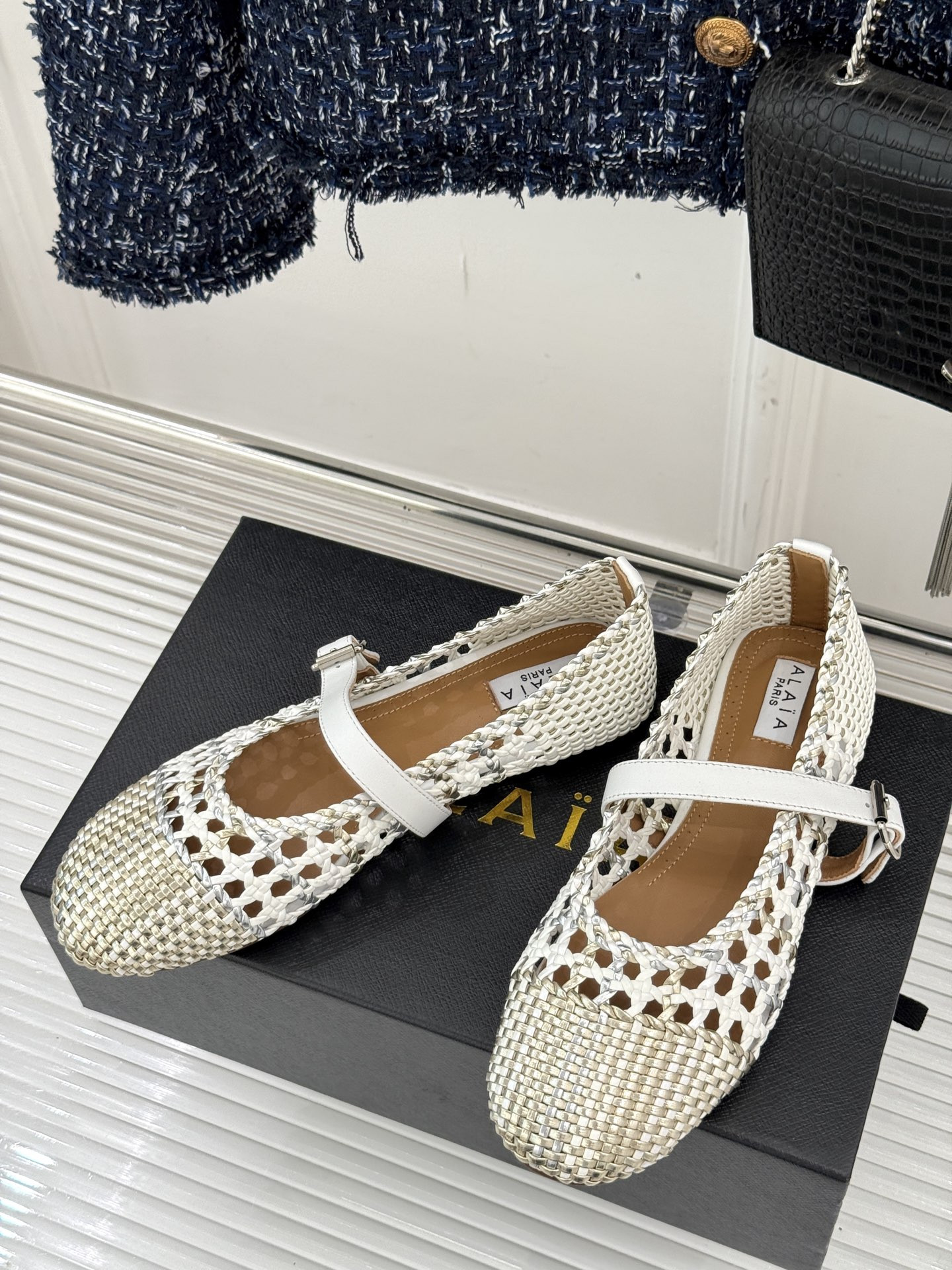 ua alaïa hollow woven mary jane flats(cusT0mized size 7-10 days production time)