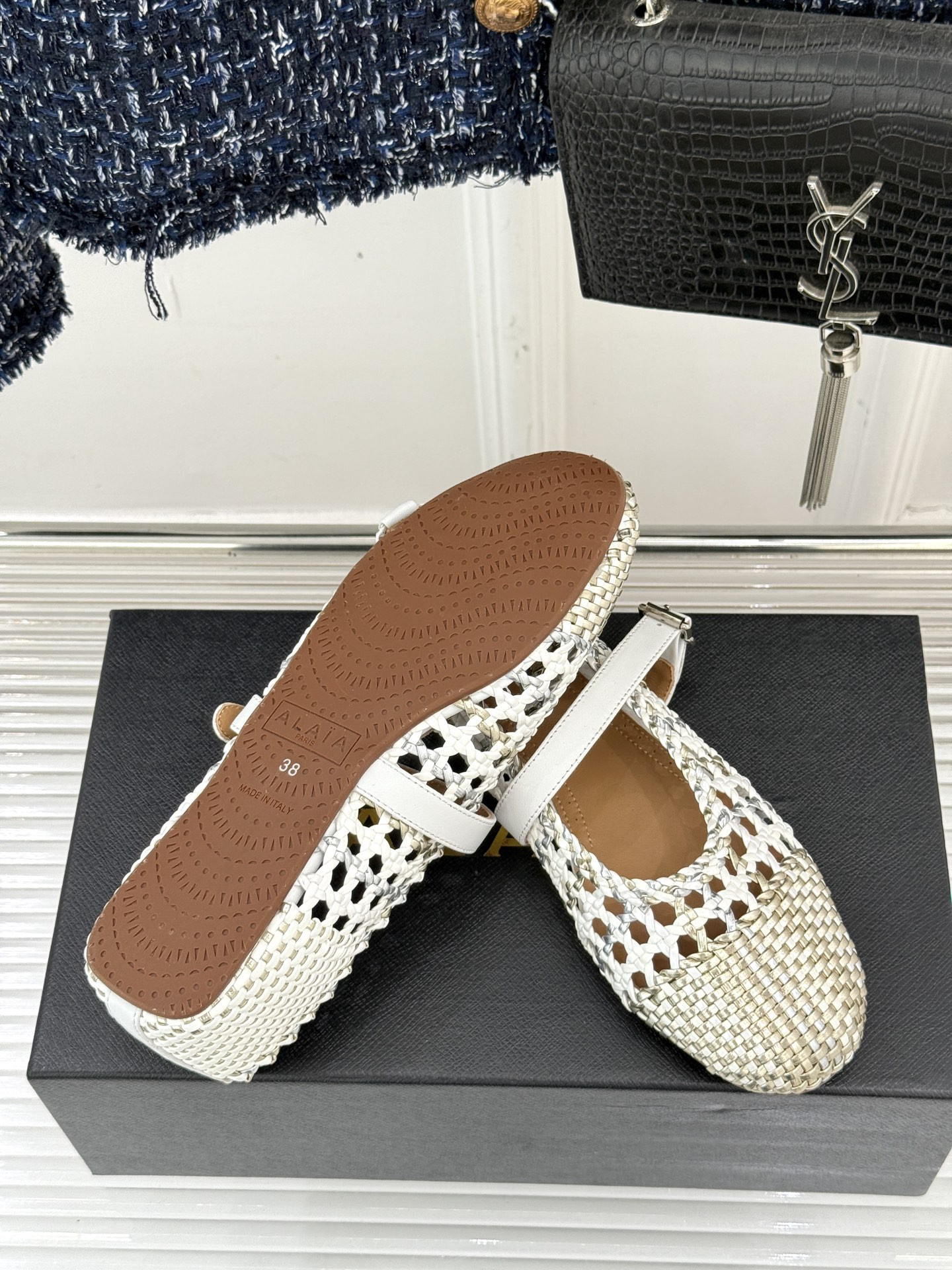 ua alaïa hollow woven mary jane flats(cusT0mized size 7-10 days production time)
