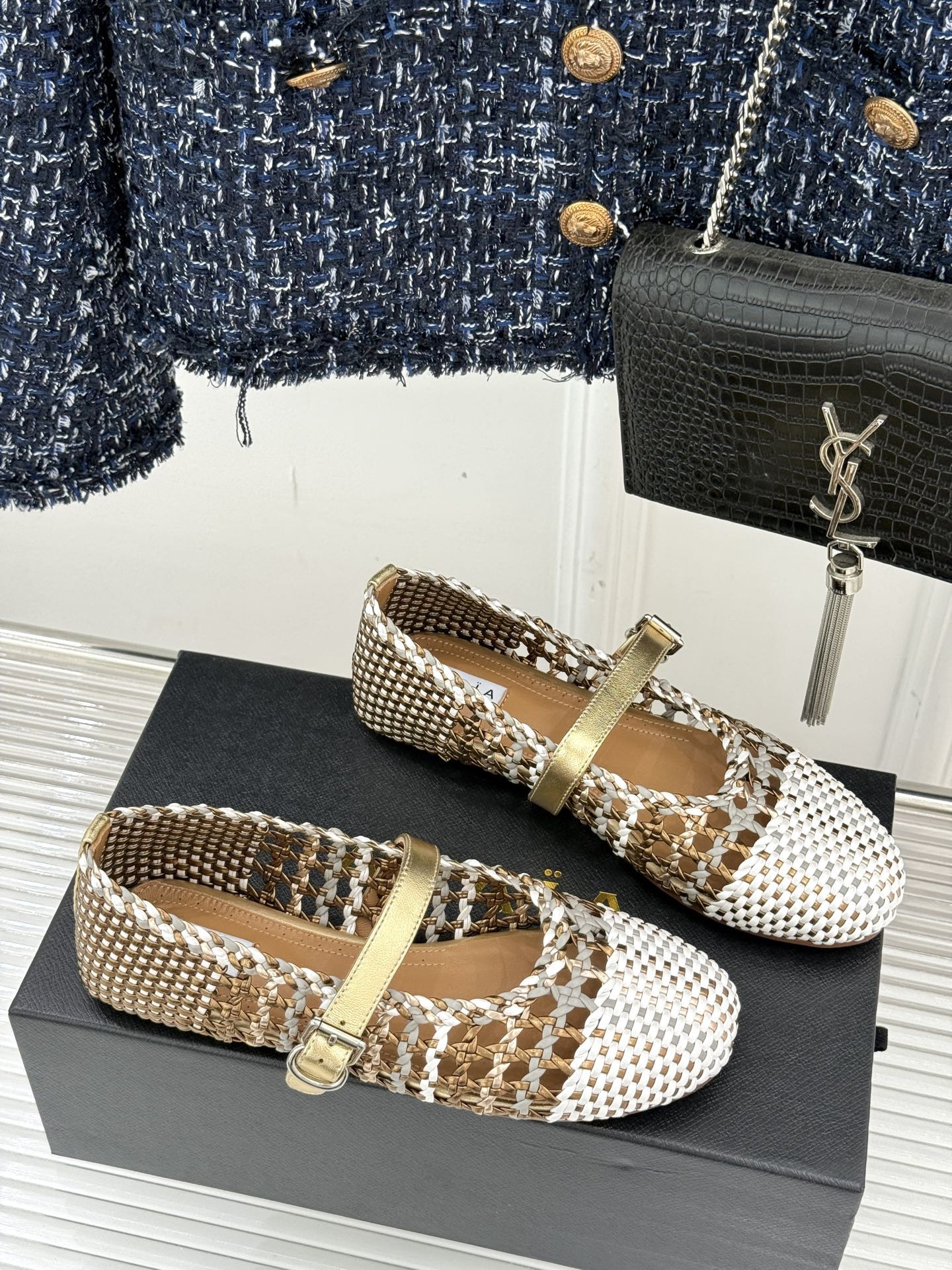 ua alaïa hollow woven mary jane flats(cusT0mized size 7-10 days production time)