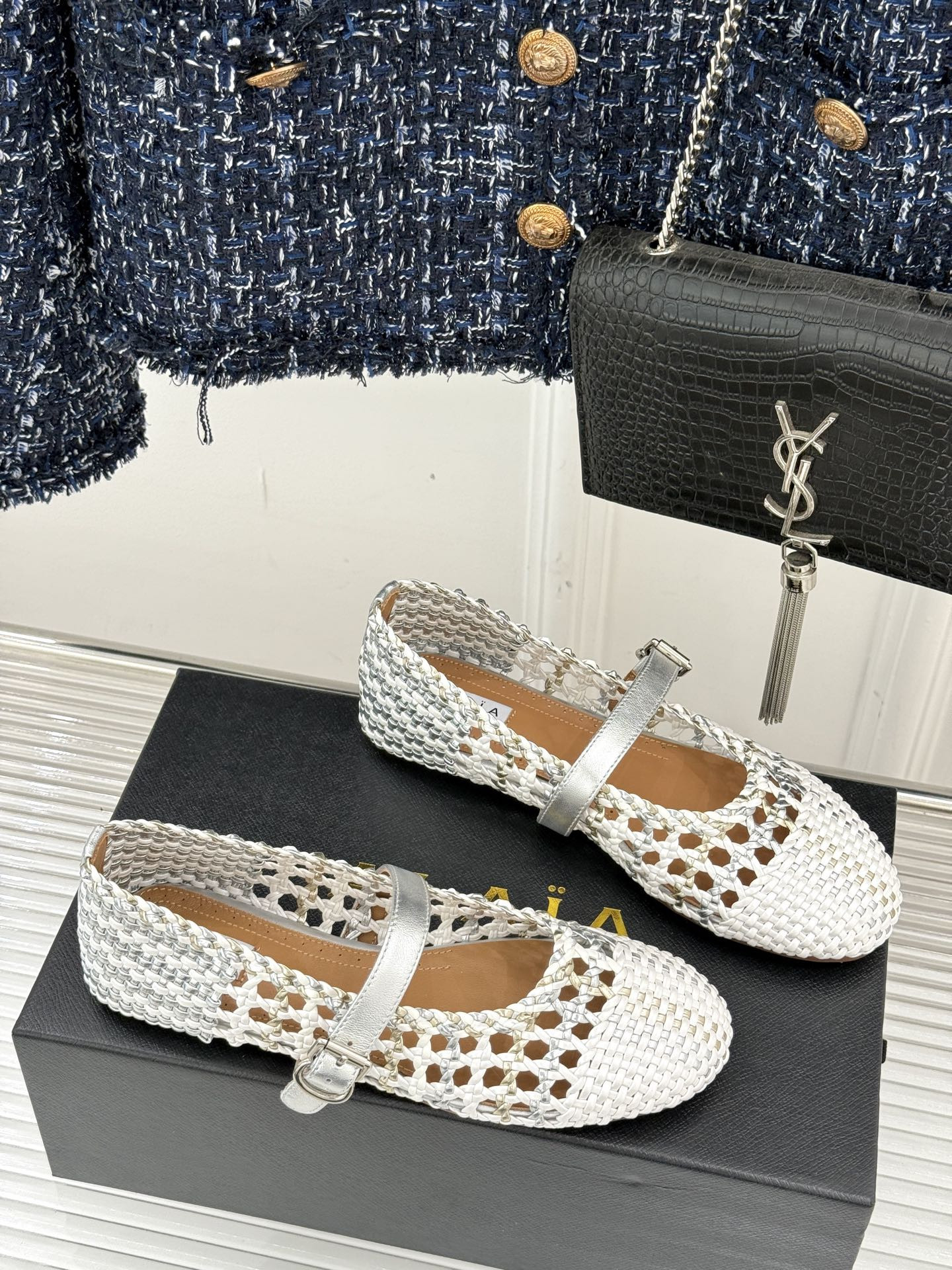 ua alaïa hollow woven mary jane flats(cusT0mized size 7-10 days production time)